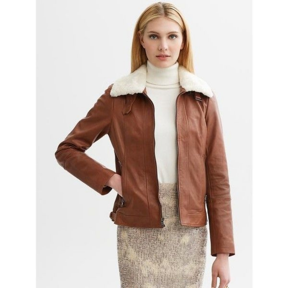 Banana Republic leather and shearling jacket